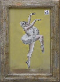 JULIA THECLA (American 1906-1973) Pastel - Tatiana Riabouchinska in the Waltz King -1943. Signed and