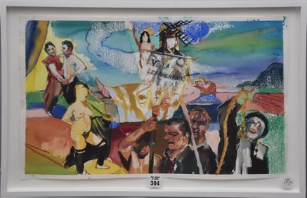 Natalie Frank, Study for Voila, Les Americains! I. - 2006. Gouache and Pastel on paper, sheet size
