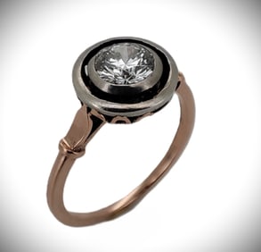 Vintage Imperial Faberge Era Rose Gold Diamond Engagement