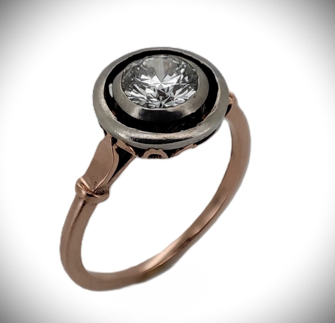 Vintage Imperial Faberge Era Rose Gold Diamond Engagement (1 of 4)