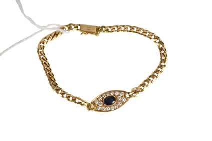 18K Yellow Gold Bracelet Sapphire with Diamond Accents. Length 7" wt. 12.7 grams