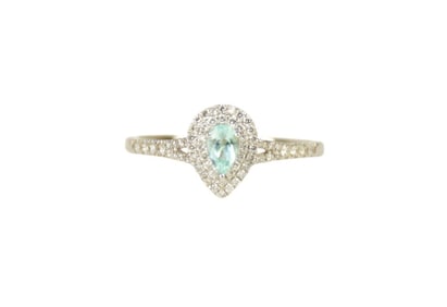 Rhapsody Platinum Paraiba Tourmaline Diamond Ring. Size 9.5 wt. 4.8 grams
