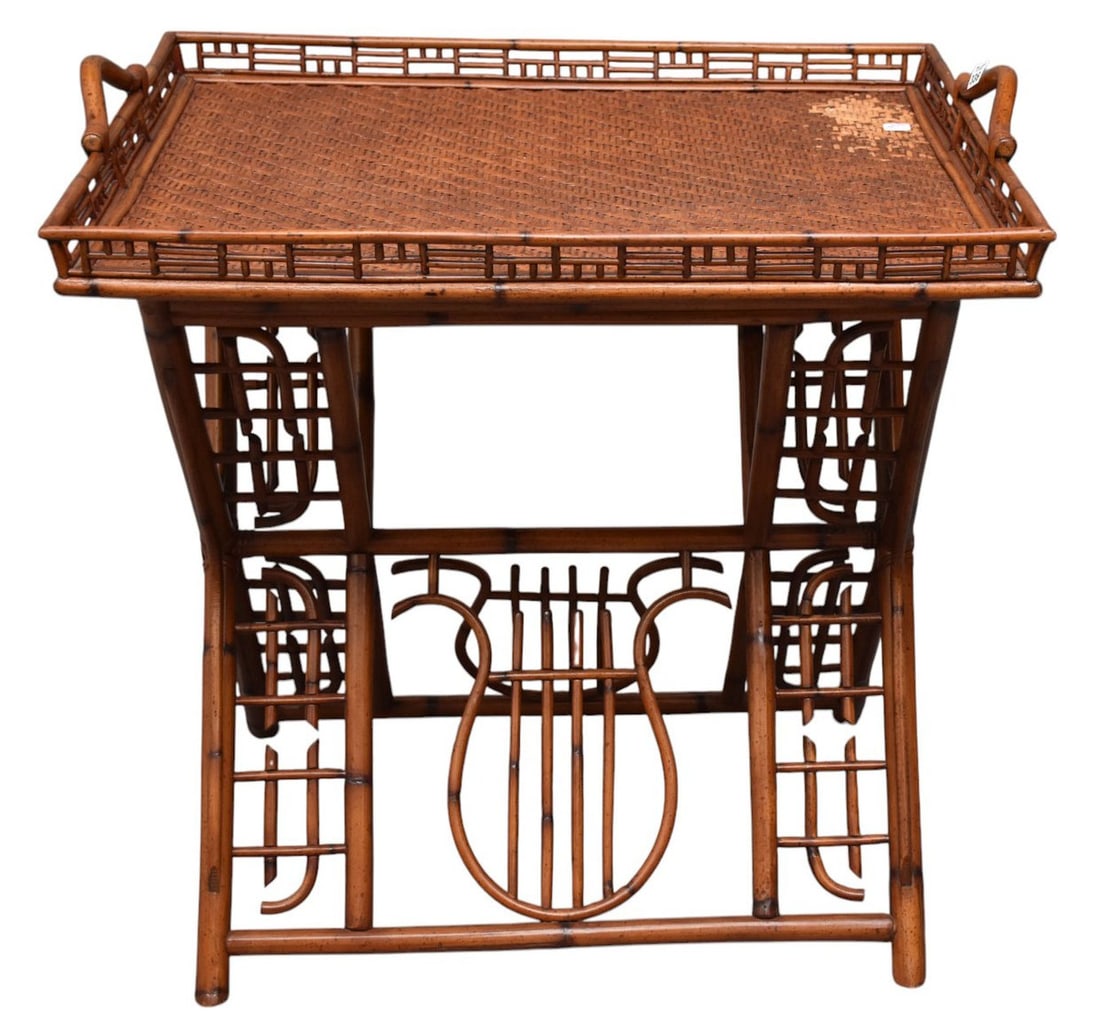 Wicker & Rattan Butlers Tray & Stand 26 x 31 inches. (1 of 4)