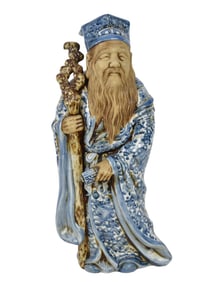 Japanese Porcelain Jurojin Longevity Figure - A porcelain figure of the God of Longevity, Jurojin.