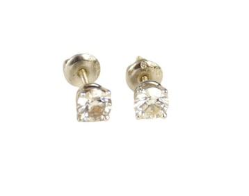 14K white Gold Diamond Earring Studs. .5 carats each SI II H-J screw backs