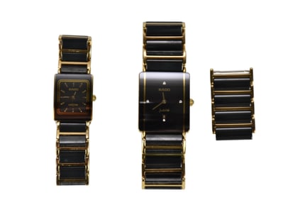 2 Rado Watches. Ladies Rado DiaStar Quartz 22mm x 18mm and Men's Rado Integral Diamond Jubilee Black