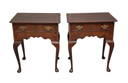 Pr. Queen Ann Style 20th C side tables, 29"h x 24"w x 17 1/2"d