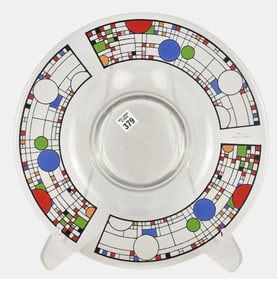 Italian Art Glass Bowl, Frank Lloyd Wright- Raised Design, Omaggio, 21/2"h x 141/4"d