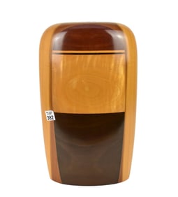 Inlay Modern Wood Vase, signed Paul LaMontagne, 16"h x 9"w