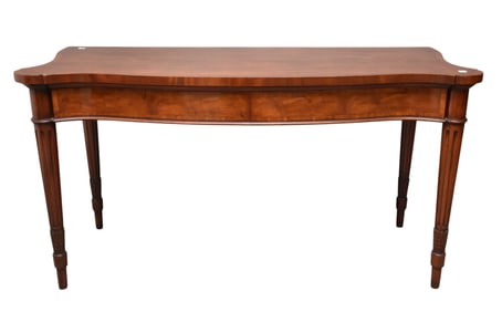 Mahogany Serpentine Sideboard with Banded Edge, 33"h x 61"w x 27"d