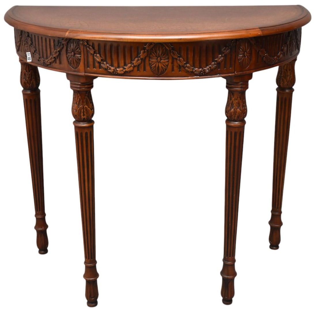 Theodore Alexander Demi-Lune Table with Faux Leather Top?  33"H x 35-1/2"w x 20" deep. (1 of 5)