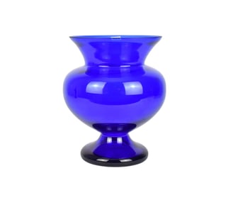 Cobalt Blue Glass Bulbous Form Vase, 12"h