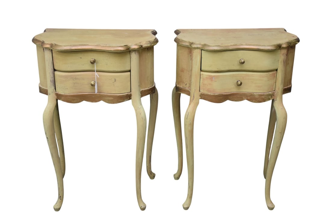 Pair 2 Drawer French Stands (as is), 31"h x 18"w (1 of 6)