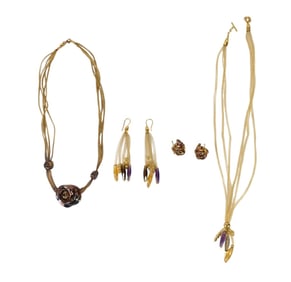 2 - 14K Yellow Gold Mesh Necklace with Earrings. Wt. 35.6 grams length 16" - 18"