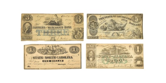 4 - Treasury Notes. THE STATE OF ALABAMA – ONE DOLLAR 1863 1st Series CR 1, CR #133 North Carolina