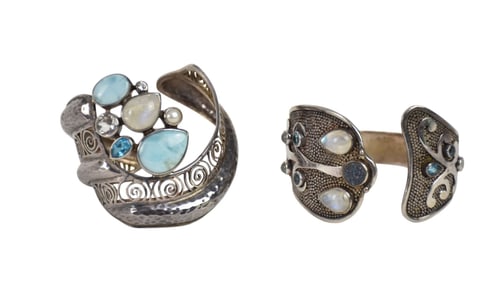 2 - Sajen Sterling Silver Cuff Bracelet. Sajen jewelry, designed by Marianna and Richard Jacobs, is