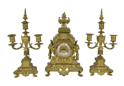 3 Pc. Gilt Metal Garniture Set, 13"h