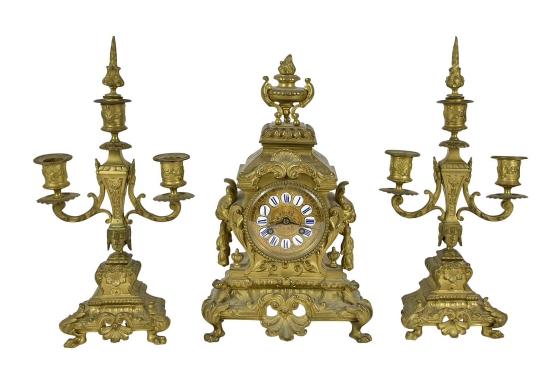 3 Pc. Gilt Metal Garniture Set, 13"h (1 of 5)