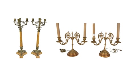 2 - Pr. Decorative Candelabras, 23"h  and 17"h