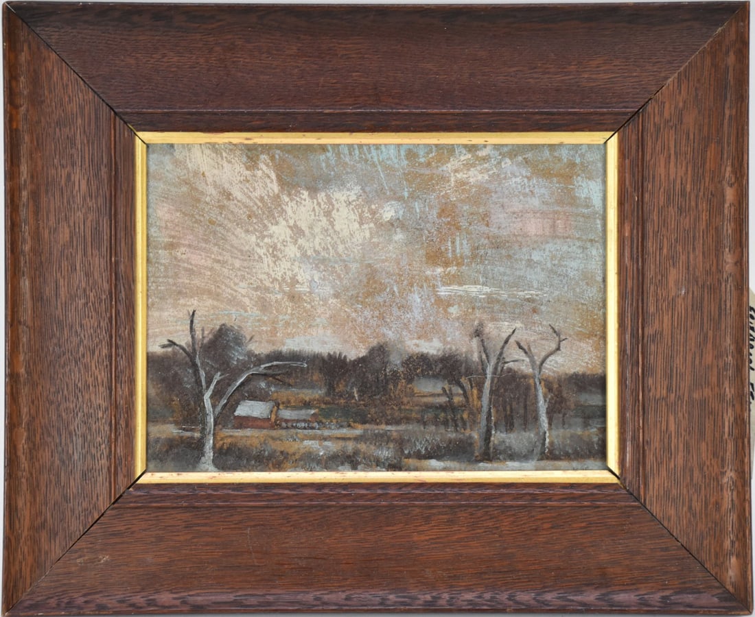 Friedrich Feigl (1884-1965) oil on cardboard, German Landscape, 8-1/2 x 11-1/2. overall is 14 x 17: Friedrich Feigl (1884-1965) oil on cardboard, German Landscape, 8-1/2 x 11-1/2. overall is 14 x 17 inches