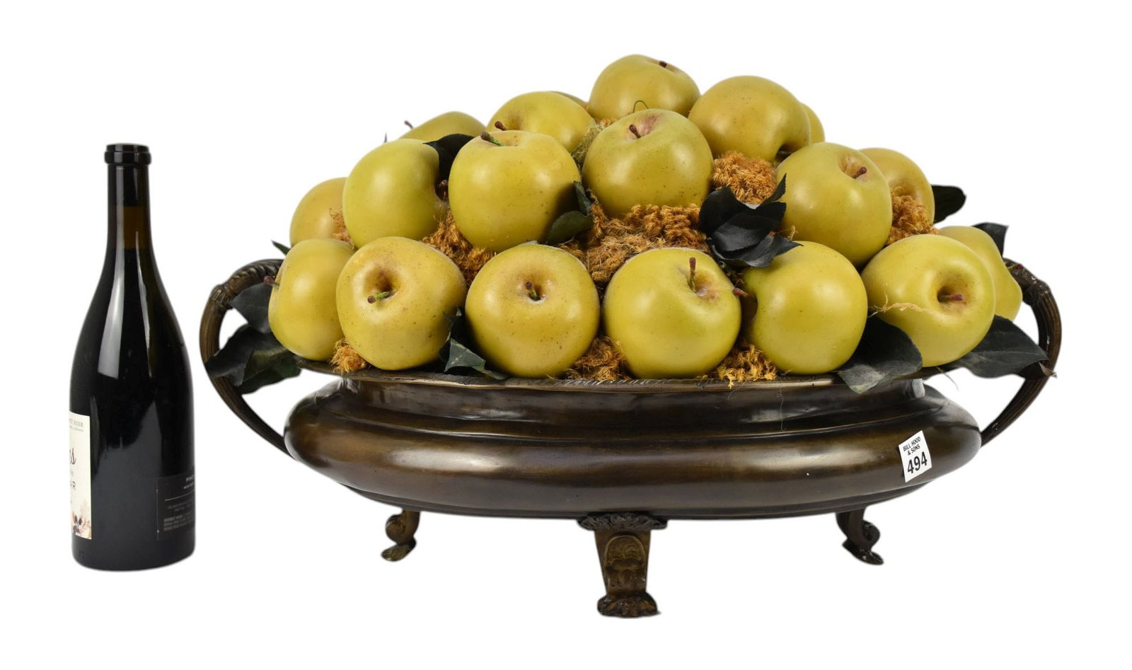 Bronze Large Centerpiece With Secured Faux Apples, 13"h x 28"w (1 of 4)