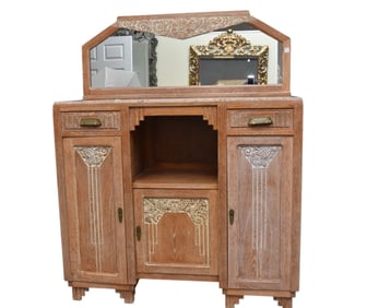 White Washed Marble Top Sideboard Art Nouveau Style, Doors & Cabinets,  44'H x 49"w x 17"d