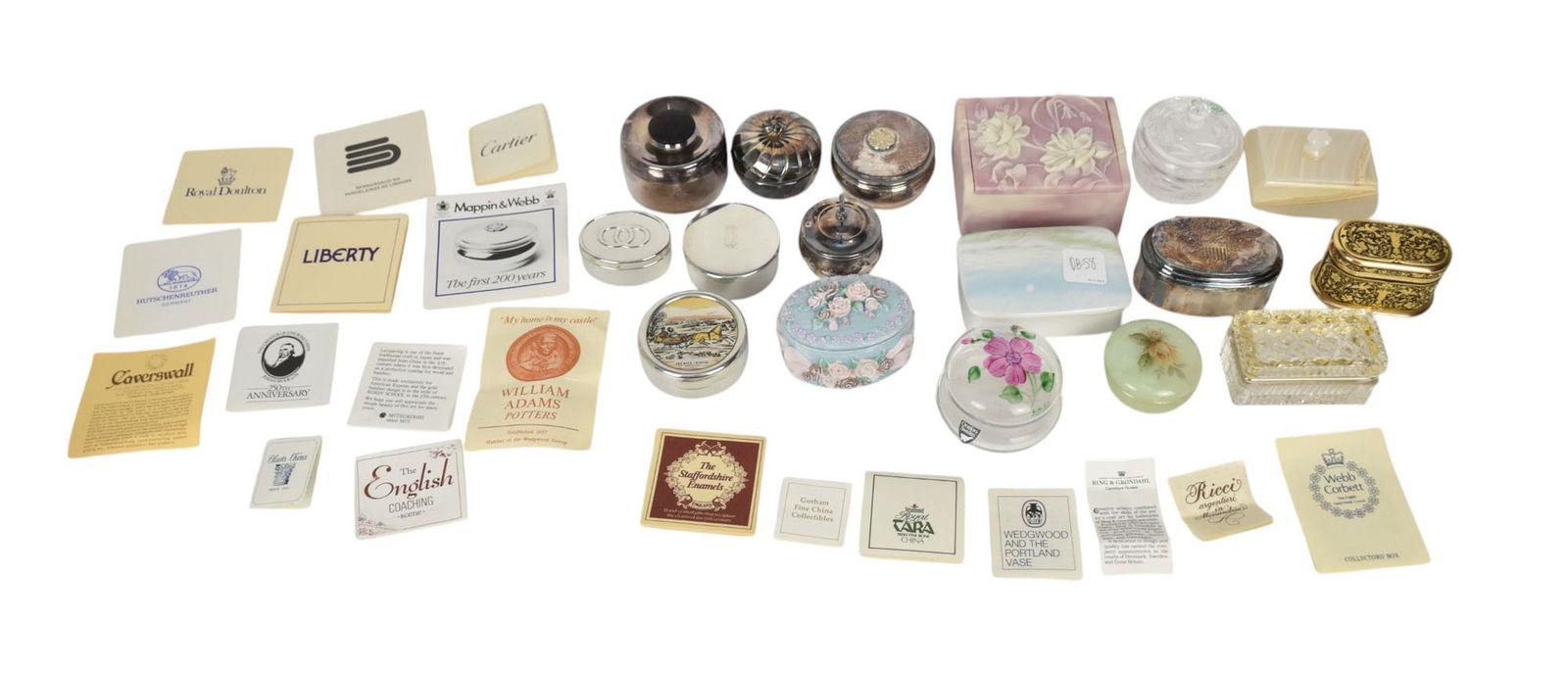 Box Collection, 17 Pieces, Crystal, Stone & Silver Plate (one Cartier), Assorted Makers & Sizes (1 of 8)