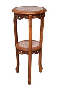 C. 1900 2 Tier Asian Stand, 2 Marble/soapstone Inserts, 36"h x 16"w