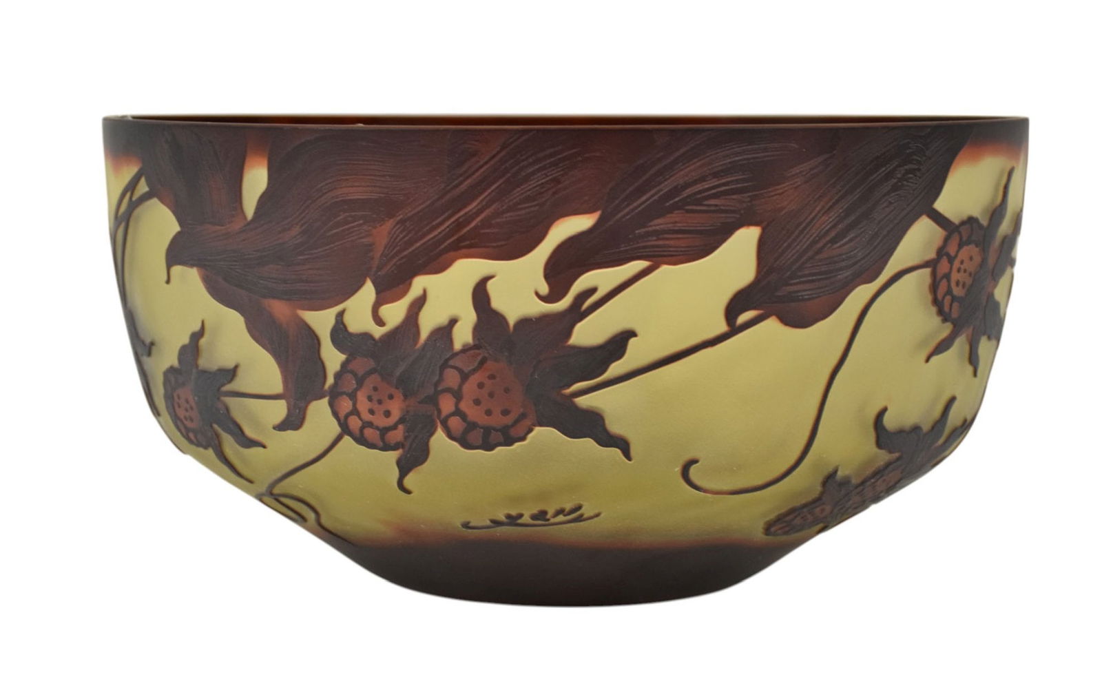 Galle style Ruby and Clear Glass Bowl, 6"h x 11 1/2"d x (1 of 7)