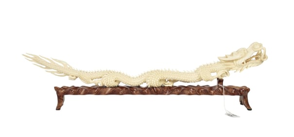 Intricately Carved Dragon/Serpent on Footed Stand, Item Available for Shipping in State of Florida