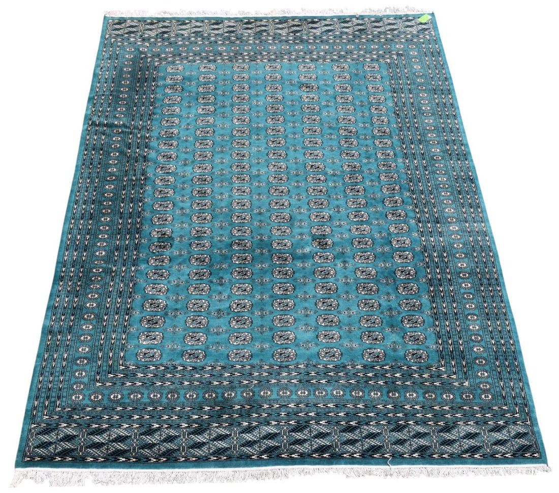 Large Green Bokhara Oriental Rug / Carpet. 9 x 10.10 feet (1 of 6)