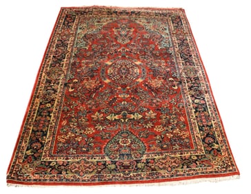 Large Saraouk Oriental Rug / Carpet - 4.8 x 6.8 feet.