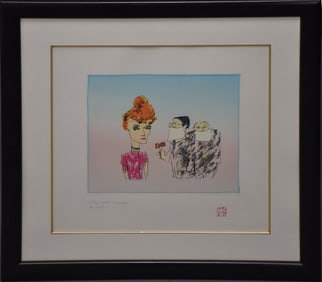 John Lennon Lithograph on Arches,  Suitors - 1976. SLL and Presentation Proof.