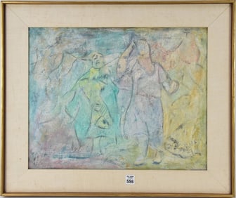 Mystery Artist no apparent signature. Oil on canvas 3 Figures, 16 x 20 inches, overall framed size
