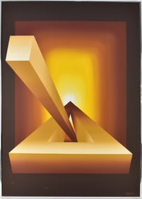 1970's Hard Edge Abstract, Contemporary / Modern oil on canvas, signed lower right. By Grace