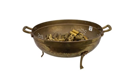 Over Sized Brass Colander complete with Brass Assorted "Pasta" Sculptures, Amazing!