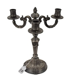 Christofle Silverplate 3 Branch Candelabra, 12"h x 9"w
