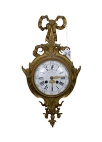 Antique Bronze Cartel Clock, Tiffany & Co. on Porcelain Face, 17"h x 9"w