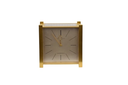 Patek Philippe Tiffany & Co. solar desk clock Geneva, Switzerland, circa 1966 gilt brass signed dial