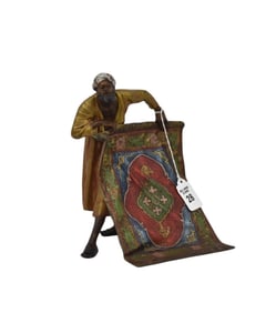 Bronze Carpet Seller Signed "B" Bergman and C. Kauba on Bottom