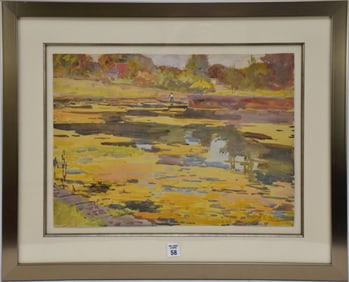 William de Leftwich Dodge (1867 - 1935) Watercolor, Landscape signed and titled lower right. 13 Sept