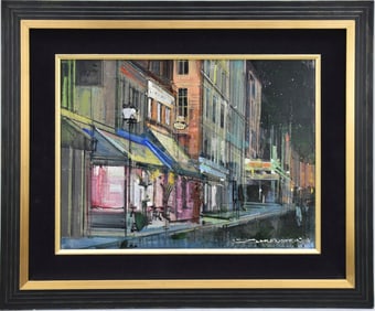 Alex Zwarenstein (Born 1952) oil on canvas, City Scape- "The Wee Hours", 20 x 24 inches.