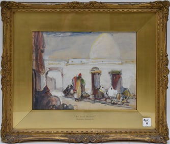 Dudley Hardy (United Kingdom 1865 - 1922) Orientalist Watercolor / Gouache on paper, "An Arab