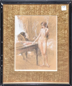 ANTOINE CALBET (French 1860-1944) Les Fumeurs - Circa 1920. Graphite on buff