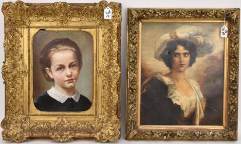 2 Portrait Paintings: 1) 19th Century Continental School, Oil on artist board, Portrait bust of a