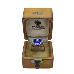 Vintage Imperial Faberge Era Rose Gold Old Diamond Enamel Pearl Engagement Ring. Total weight: 5.7 (1 of 4)