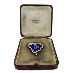 Vintage Imperial Faberge Era Gilded Silver Enamel Old Diamond Pin Pendant. Total weight : 15.2