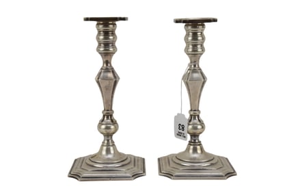 Pair of Sterling Candlesticks, Weighted, Black Starr & Frost, 9"H