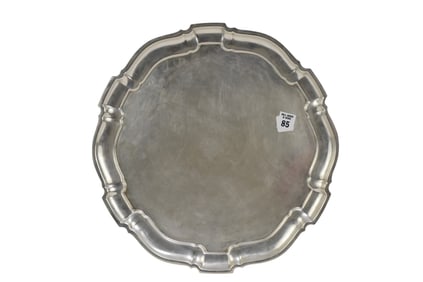 Sterling "Chippendale" by Poole, Round Tray, 15" dia. 47 ozt