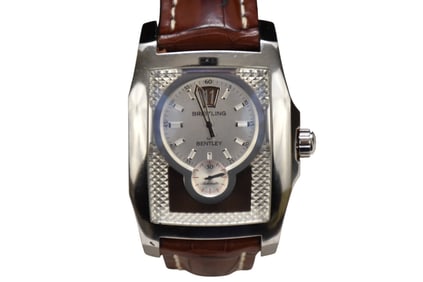 Breitling for Bentley Flying B Watch A28362. Stainless Steel with Brown leather Band. 43 mm to